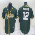 Nike Green Bay Packers #12 Aaron Rodgers Green baseball jerseys Joint name-BD