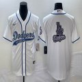 Nike Los Angeles Dodgers blank white majesitc baseball MLB jersey big logo-BD 02