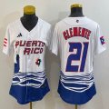 Women Puerto Rico Baseball #21 Roberto Clemente White 2023 World Baseball Classic Replica Player Jersey 09