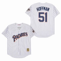 San Diego Padres 51 Trevor Hoffman white throwback baseball jersey