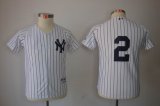 New York Yankees #2 White Black Strip MLB Kid Jerseys