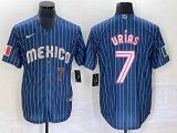 2023 World Cup Mexico #7 Julio Urias blue majestic baseball jerseys 86