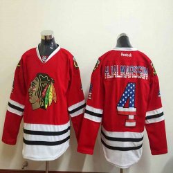 Chicago Blackhawks #4 Niklas Hjalmarsson USA flag red Ice hockey jerseys