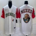 2023 World Cup Mexico blank white red majestic baseball jerseys 01