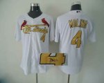 St.Louis Cardinals #4 Yadier Molina white gold MLB signature Jersey