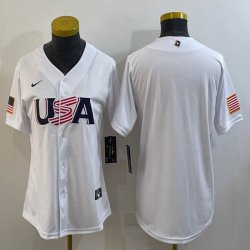 Women 2023 World Cup blank white USA majestic baseball jerseys