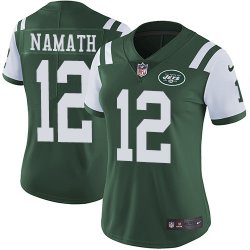 Women Nike New York Jets #12 Joe Namath Green Color Rush Limited Jersey