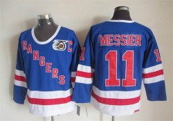 New York Rangers #11 Mark Messier Blue hockey Jersey 75th patch