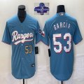 2023 Champions Nike Texas Rangers #53 Adolis Garcia skyblue majestic baseball jerseys-BD 01