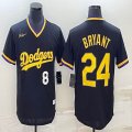 Nike Los Angeles Dodgers #8 and #24 Kobe Bryant black throwback majestic baseball Jersey-BD 03