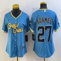 Women Nike Milwaukee Brewers #27 Willy Adames skyblue majestic baseball Jersey city version