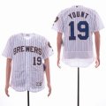 Milwaukee Brewers 19 Robin Yount white with blue stripe Flexbase Authentic Collection Jersey