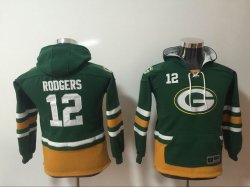 Youth Green Bay Packers 12 Aaron Rodgers green nike nfl Hooded Sweatshirt