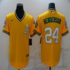 Nike Athletics #24 Rickey Henderson Yellow throwback majesitc baseball jersey