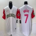 2023 World Cup Mexico #7 Julio Urias white red majestic baseball jerseys 61