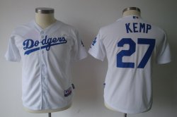 Los Angeles Dodgers #27 Matt Kemp White MLB Kid Jersey