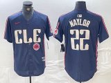 Nike Cleveland Indians #22 Josh Naylor blue majestic baseball jersey -BD 01