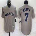 Nike New York Yankees #7 Mickey Mantle gray majestic baseball Jersey-BD 03