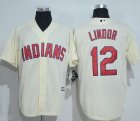 Cleveland Indians #12 Francisco Lindor beige baseball jersey