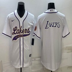 Nike NBA Los Angeles Lakers blank white baseball jerseys Joint name-BD 04