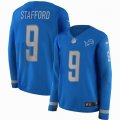 Women Lions #9 Matthew Stafford Nike blue Color Rush Limited Jersey long sleeves