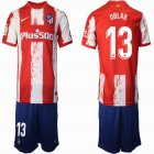 2021-2022 Atletico Madrid club #13 OBLAK red blue soccer jersey home