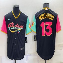 Nike San Diego Padres #13 Manny Machado black majestic baseball Jersey city version 01