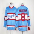 Kansas City Royals #8 Mike Moustakas skyblue long sleeves baseball jersey