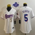 Women 2023 Champions Nike Texas Rangers #5 Seager white majestic baseball jerseys 01