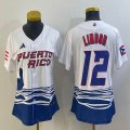 Youth Puerto Rico Baseball Francisco Lindor White 2023 World Baseball Classic Replica Player Jersey 07