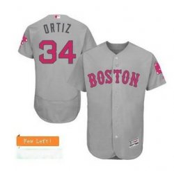 Mens Boston Red Sox David Ortiz Majestic Gray Road 2016 Mothers Day Flex Base Jersey