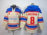 Washington Capitals #8 Alex Ovechkin beige blue NHL Hooded Sweatshirt