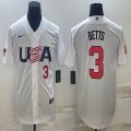 2023 World Cup #3 Mookie Betts white USA majestic baseball jerseys 08