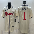 Nike Atlanta Braves #1 Ozzie Albies beige majestic baseball Jerseys