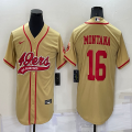 Nike San Francisco 49ers #16 Joe Montana yellow baseball jerseys Joint name-BD