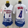 Women Puerto Rico Baseball #4 Yadier Molina White 2023 World Baseball Classic Replica Player Jersey 05