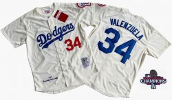 2024 World Series Champions Los Angeles Dodgers Fernando Valenzuela Mitchell & Ness Beige Authentic Jersey