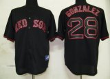 MLB Boston Red Sox 28 Gonzalez Black Fashion Jerseys