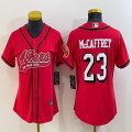 Women Nike San Francisco 49ers #23 Christian McCaffrey red baseball jerseys Joint name-BD