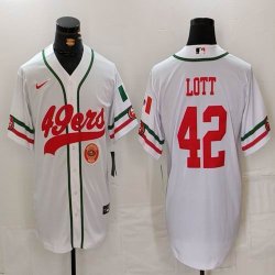 Nike San Francisco 49ers #42 Ronnie Lott white baseball jerseys Joint name-BD 02