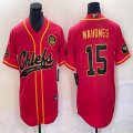 Nike Kansas City Chiefs #15 Patrick Mahomes red baseball jerseys Joint name-BD 03