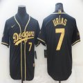 Custom Los Angeles Dodgers #7 Julio Urias black gold fashion majestic baseball Jersey-BD