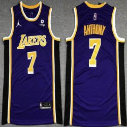 Jordan Logo NBA Los Angeles Lakers #7 Carmelo Anthony Purple nba basketball Jersey 75th-XD