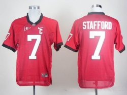 NCAA georgia bulldogs matthew stafford #7 red c patch college football jersey