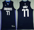 Jordan logo Dallas Mavericks #77 Luca Doncic dark blue nba jersey-XD