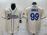 Nike Rams #99 Aaron Donald beige baseball jerseys Joint name-BD