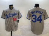 Nike Los Angeles Dodgers #34 Fernando Valenzuela gray majestic baseball Jerseys -BD 02