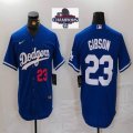 2024 World Series Champions Nike Los Angeles Dodgers #23 Kirk Gibson blue majestic baseball jerseys 01