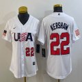 Youth 2023 World Cup #22 Clayton Kershaw white USA majestic baseball jerseys 08