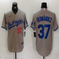 Nike Los Angeles Dodgers #37 Enrique Hernandez gray majestic baseball jerseys 04